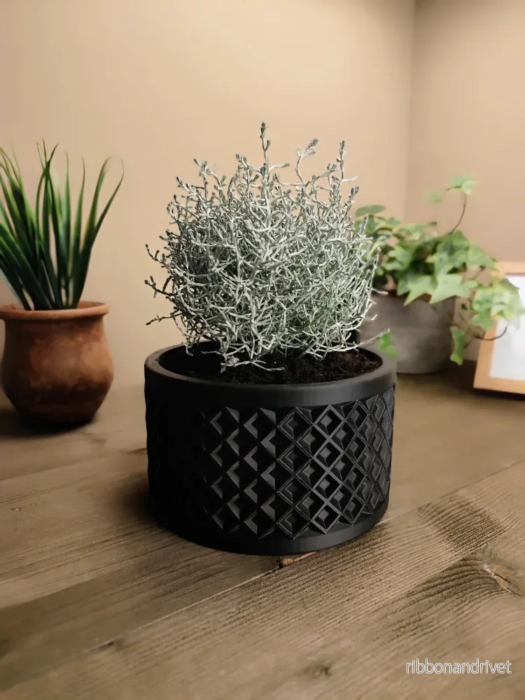 Modern geometrisk blomkruka med sneda kvadrater - Bild 2