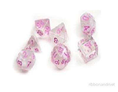 Sirius Dice – Tärningsset – Vit moln med rosa bläck Sirius Dice – Tärningsset – Vit moln med rosa bläck