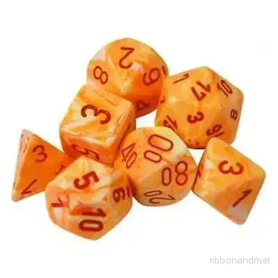 Chessex Festive Polyhedral 7-Tärningsset - Sunburst med Röd - Bild 3