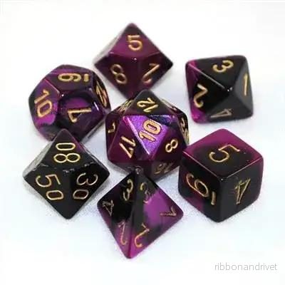 Chessex Gemini Polyhedral 7-Die Set - Black-Purple w/gold - Bild 3