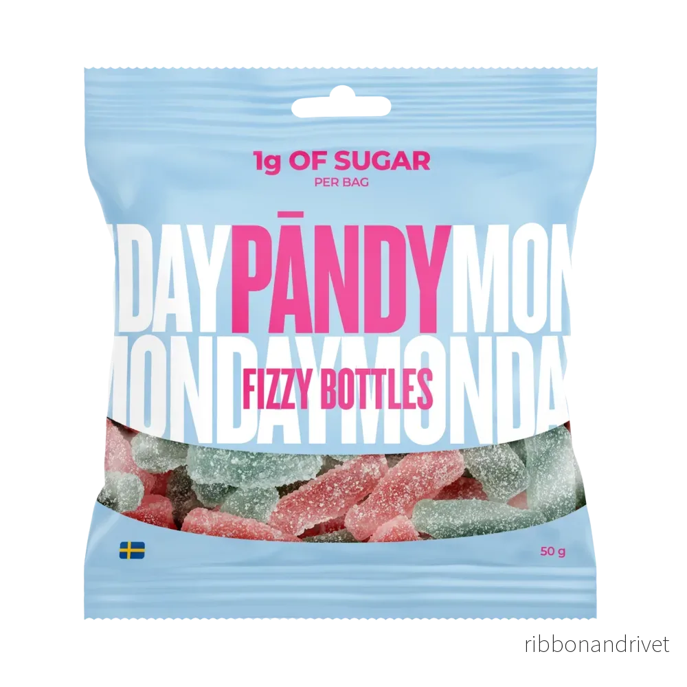 Pändy Fizzy Bottles 50 g – Godis med 1 g socker Pändy Fizzy Bottles 50 g – Godis med 1 g socker