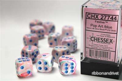 Chessex 16mm d6 Dice Blocks – Festive Blue Polyhedral Dice (12 Dice) Chessex 16mm d6 Dice Blocks – Festive Blue Polyhedral Dice (12 Dice)