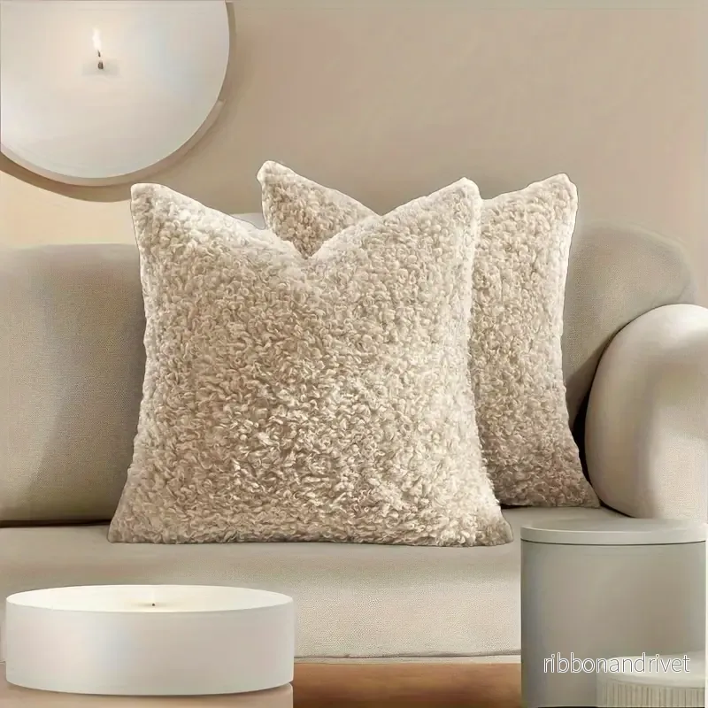 Fluffigt Teddy Kuddfodral i 2-pack - 50x50 cm - Bild 2