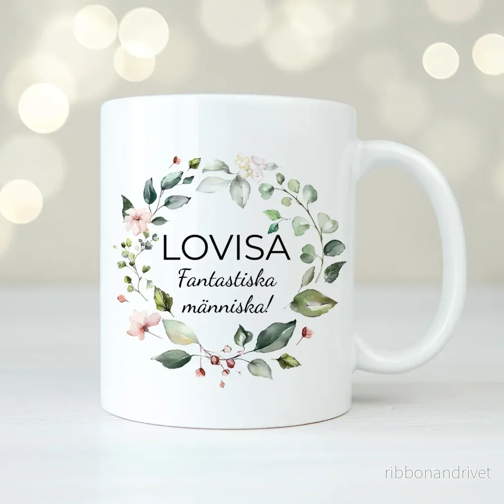 Blomkrans | Personlig mugg Blomkrans | Personlig mugg
