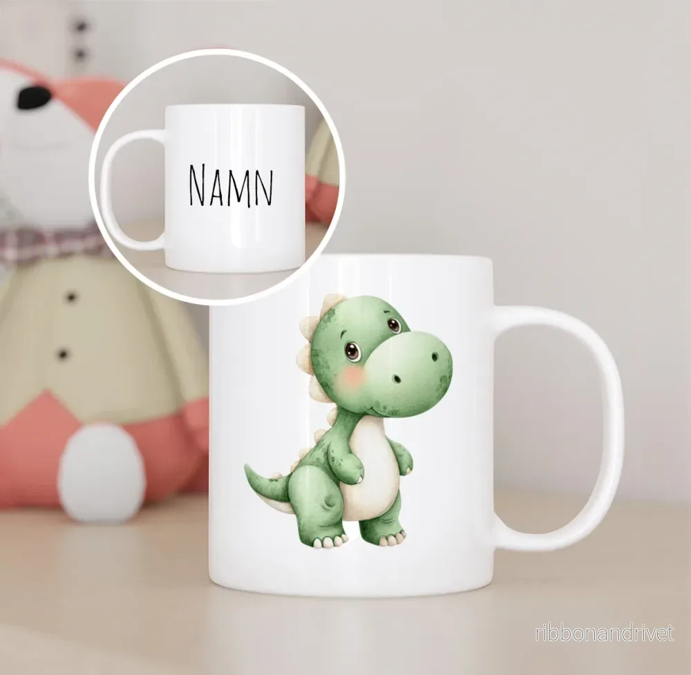 Dino grön | Personlig barnmugg Dino grön | Personlig barnmugg