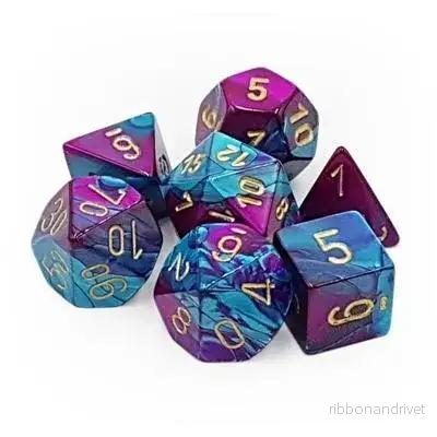 Chessex Gemini Polyhedral 7-Die Set - Lila-Teal med Guld