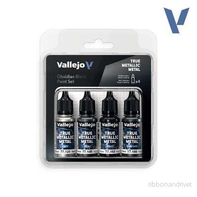 Vallejo True Metallic Metal Obsidian Black Paint Set (4) Vallejo True Metallic Metal Obsidian Black Paint Set (4)