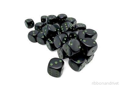 Opaque Black/Green 12mm d6 Dice Block (36 Dice) - Bild 2