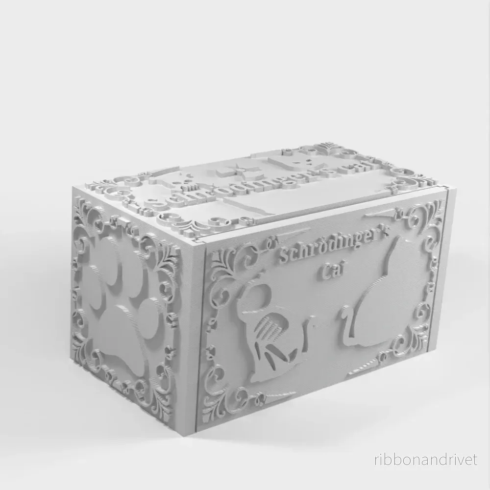 Schrödingers Cat 3D-utskrift, fysisk demonstration av teorin om kvantmekanik Schrödingers Cat 3D-utskrift, fysisk demonstration av teorin om kvantmekanik