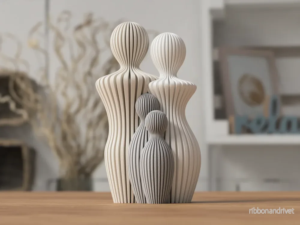 Familjeskulptur med 2 barn