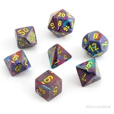 Chessex Festive 7-Die Set - Mosaic Med Gul - Bild 3