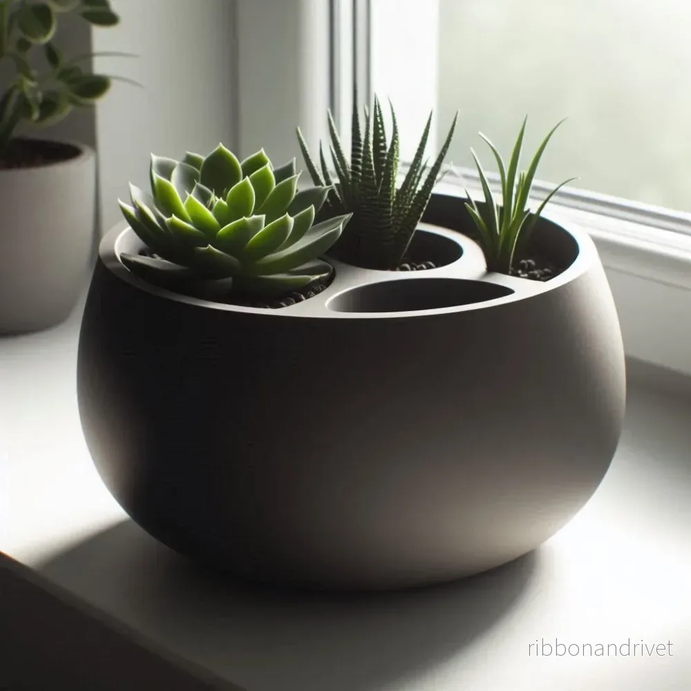 Rund självbevattnande blomkruka för inomhusbruk
