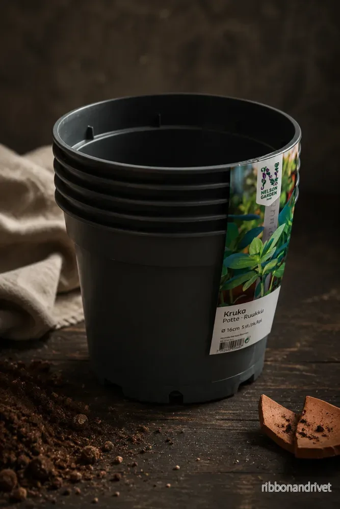 Rund Svart Plastkruka – Hållbar och Praktisk