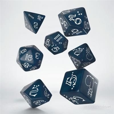 Shimmering Llama Dice Set – Glittering Dark Blue & White