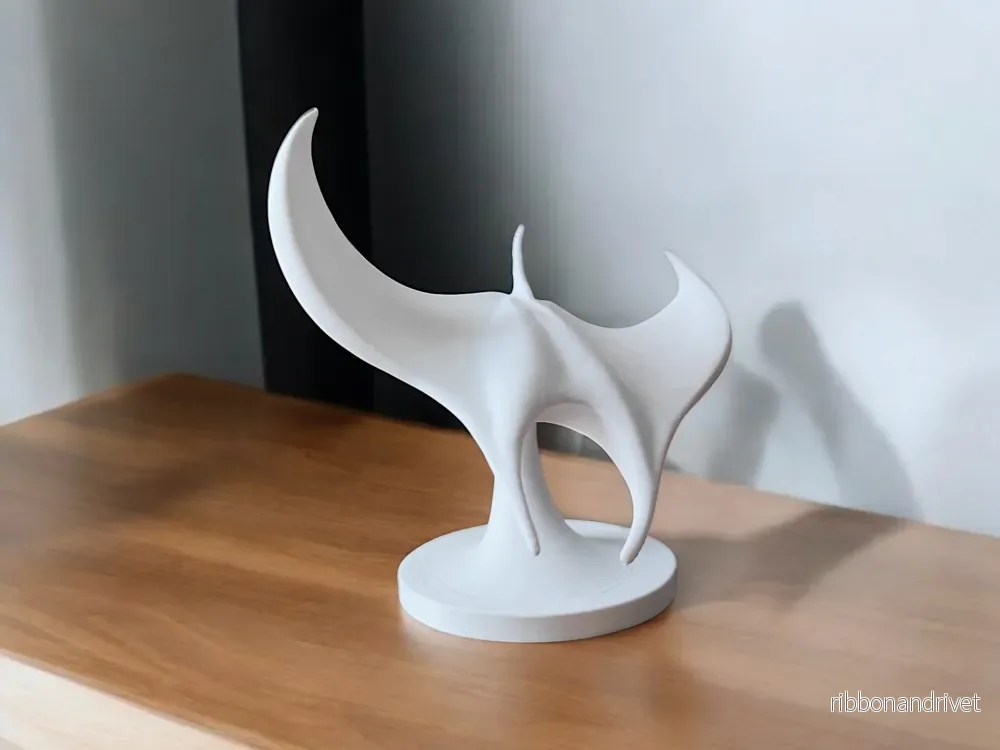 Dekorativ Manta Ray Skulptur Vit - Bild 3
