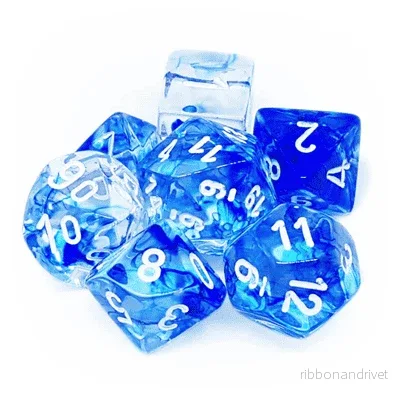Chessex Nebula 7-Die Set - Mörkblå med vit