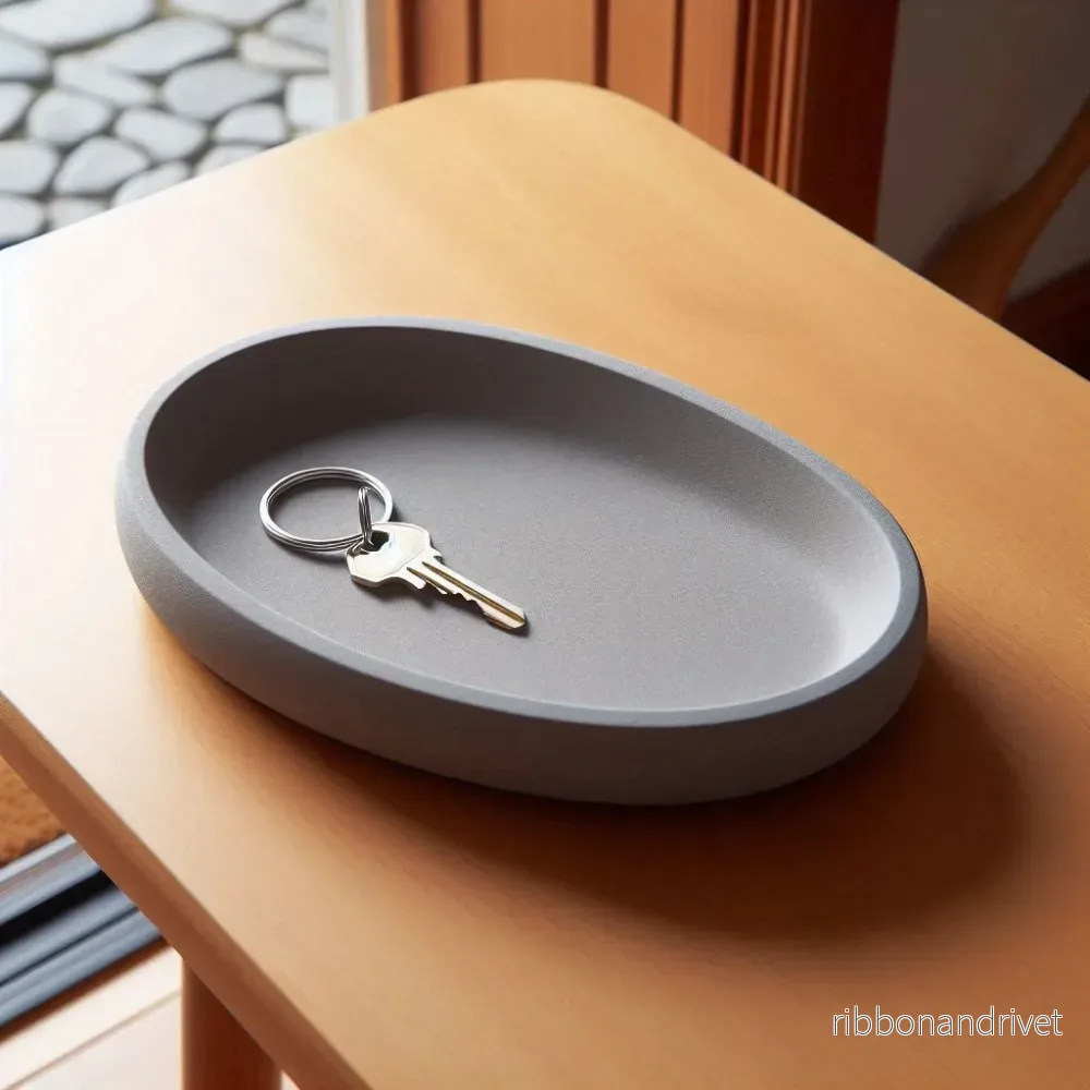 Minimalistisk oval bricka för nycklar och mynt