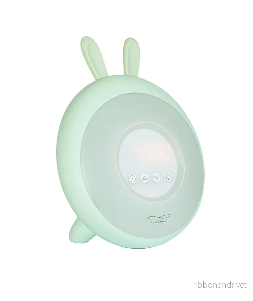 Kaninlampa med väckarklocka och ”wake up light”– mintgrön