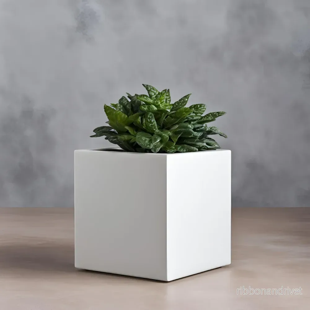 Minimalistisk kubformad blomkruka för växter