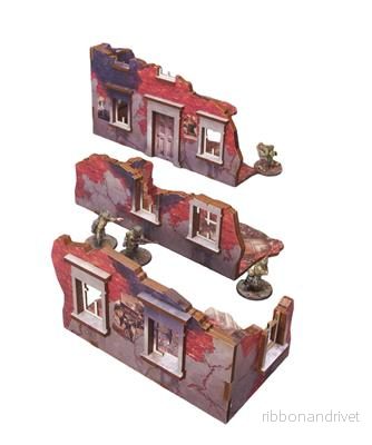 WW2 Ostfront Stalingrad Ruined Building (3) PREPAINTED [28mm/1:56]