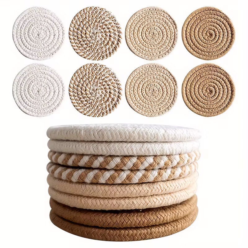 Glasunderlägg med hållare i palmfiber 8-pack - dryckesunderlägg - Bild 2