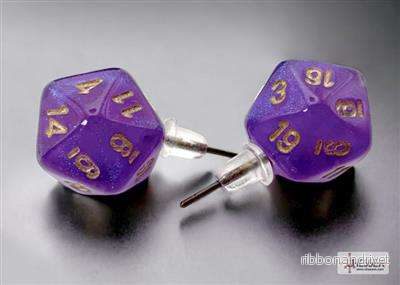 Chessex Stud Örhängen Borealis Royal Purple Mini-Poly d20 Pair