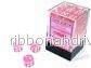 Chessex Translucent Pink/White 12mm d6 Tärningar Block (36 Tärningar) - Bild 2