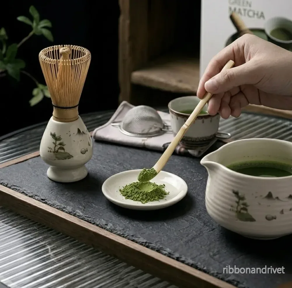 Matcha-set med keramisk skål och bambuvisp - Bild 2