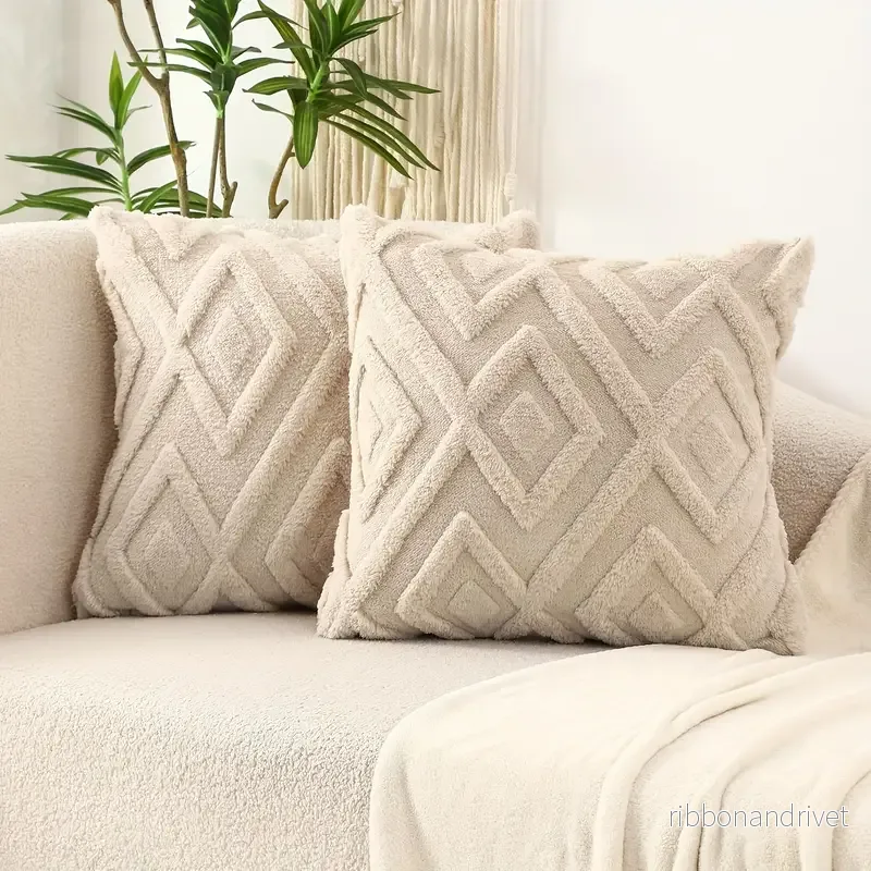 Kuddfodral i Plysch-polyester - 2-pack - Bild 3