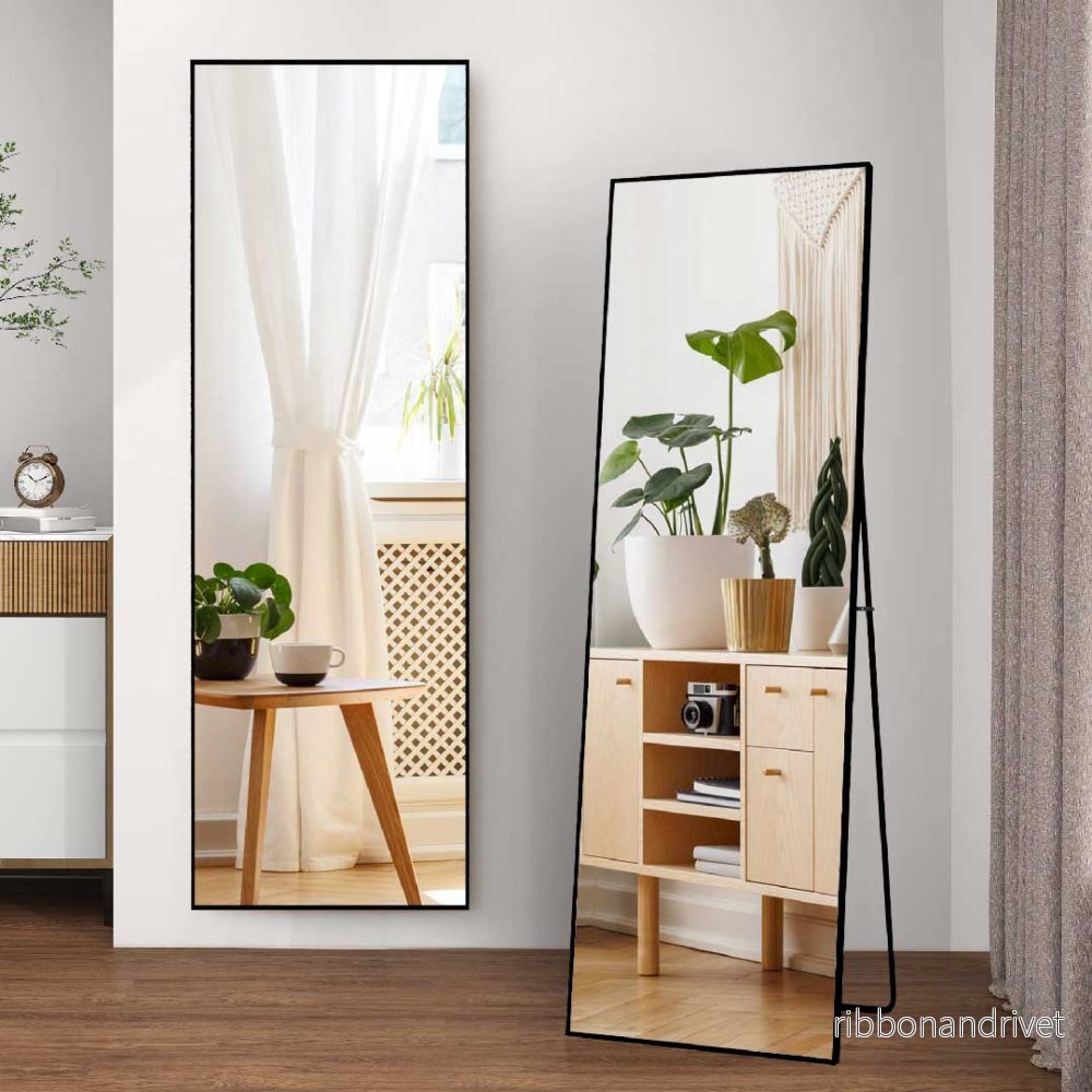 Yelenaro helkroppsspegel av säkerhetsglas – rektangulär med aluminiumram Yelenaro helkroppsspegel av säkerhetsglas – rektangulär med aluminiumram