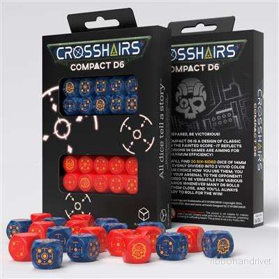 Crosshairs Compact D6: Cobalt & Red - Set of 20 Dice - Bild 2