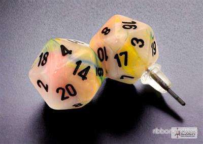 Chessex Stud Earrings Festive Circus Mini-Poly d20 Pair
