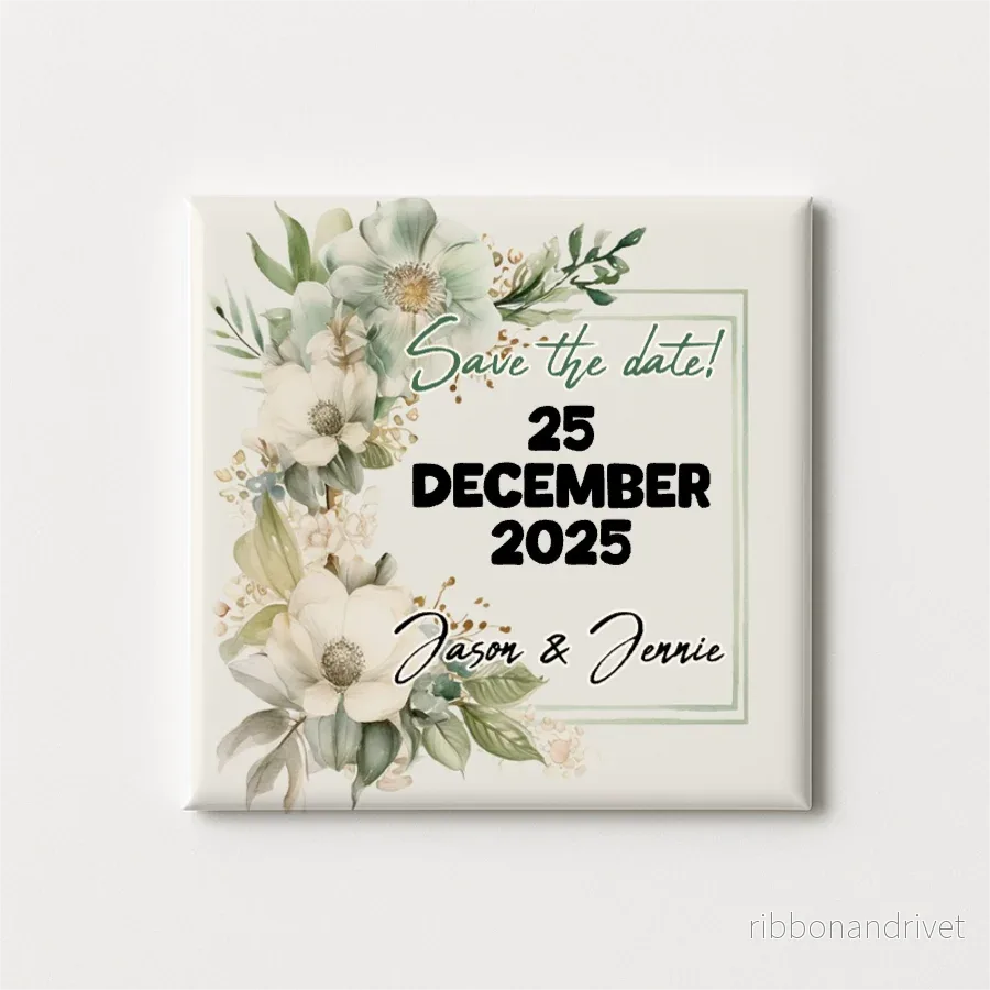 Gröna blommor | Save the date | Magnet Gröna blommor | Save the date | Magnet