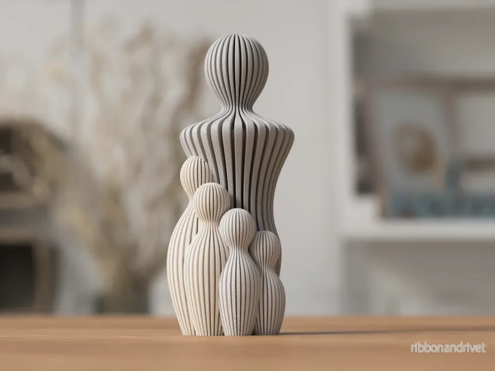 Fars dag-skulptur med 4 barn