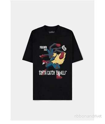 Pokémon – Mega Lucario Gotta Catch Em All – Herr T-shirt med Lös Passform och Korta Ärmar Pokémon – Mega Lucario Gotta Catch Em All – Herr T-shirt med Lös Passform och Korta Ärmar