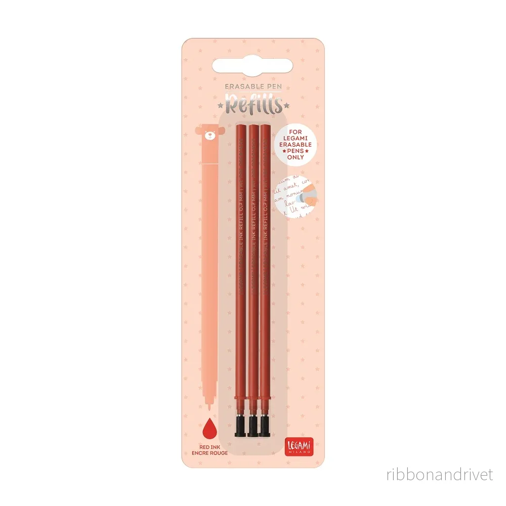 Legami Refill till raderbar gelpenna 3-pack – Rött bläck Legami Refill till raderbar gelpenna 3-pack – Rött bläck