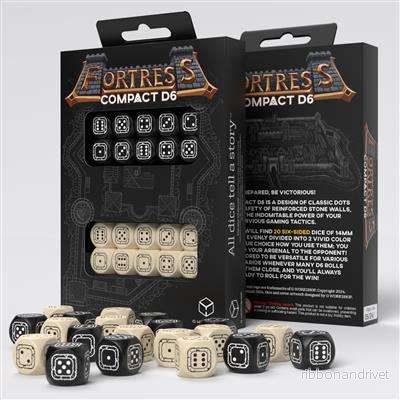Fortress Compact D6: Svart & Beige - Set med 20 Tärningar - Bild 2