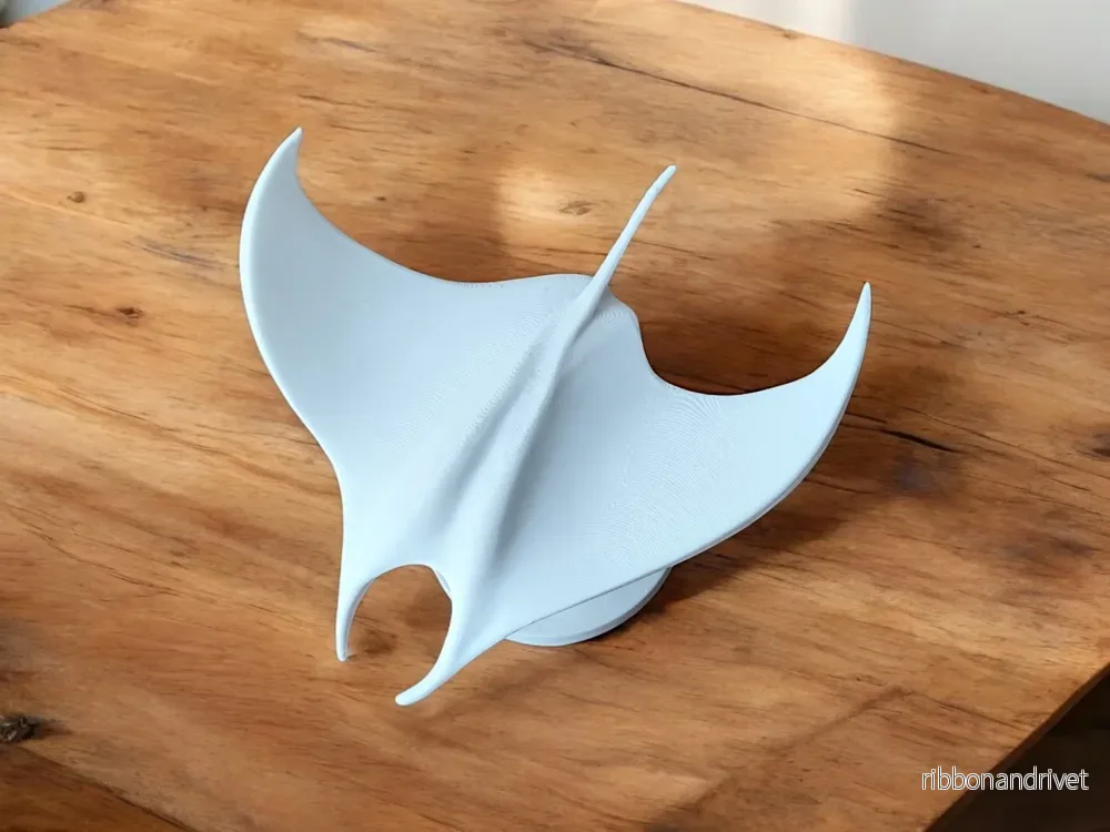 Dekorativ Manta Ray Skulptur Vit - Bild 2