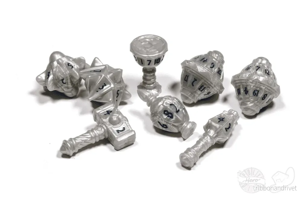 PolyHero Cleric 8 Dice Set Spirited Steel PolyHero Cleric 8 Dice Set Spirited Steel