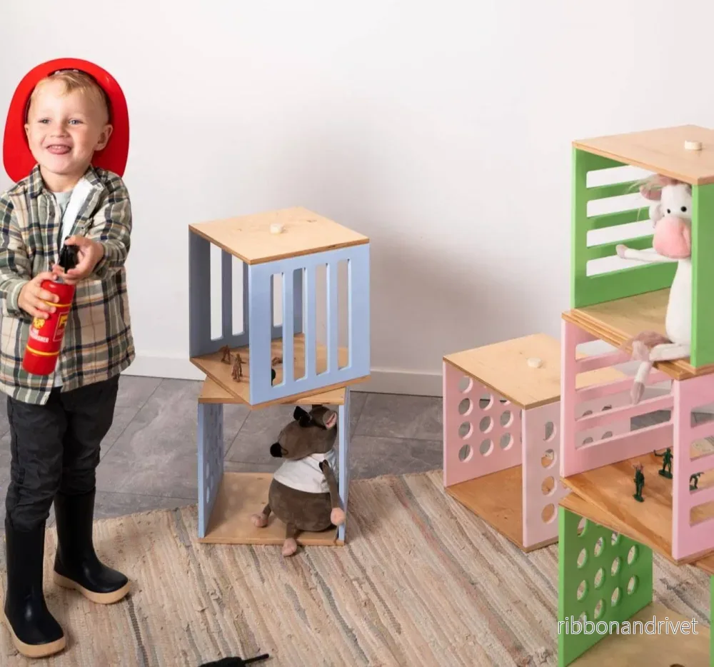 Färgglad trälåda för Leksaksförvaring – för Barn - Bild 2
