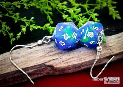 Chessex Hook Örhängen Festive Waterlily Mini-Poly d20 Par