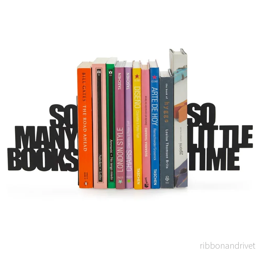 Bokstöd i metall - So Many Books (Svart) - Bild 2