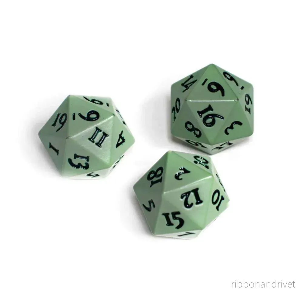 UP - Vivid Heavy Metal D20 Tärningar - Cool Matcha