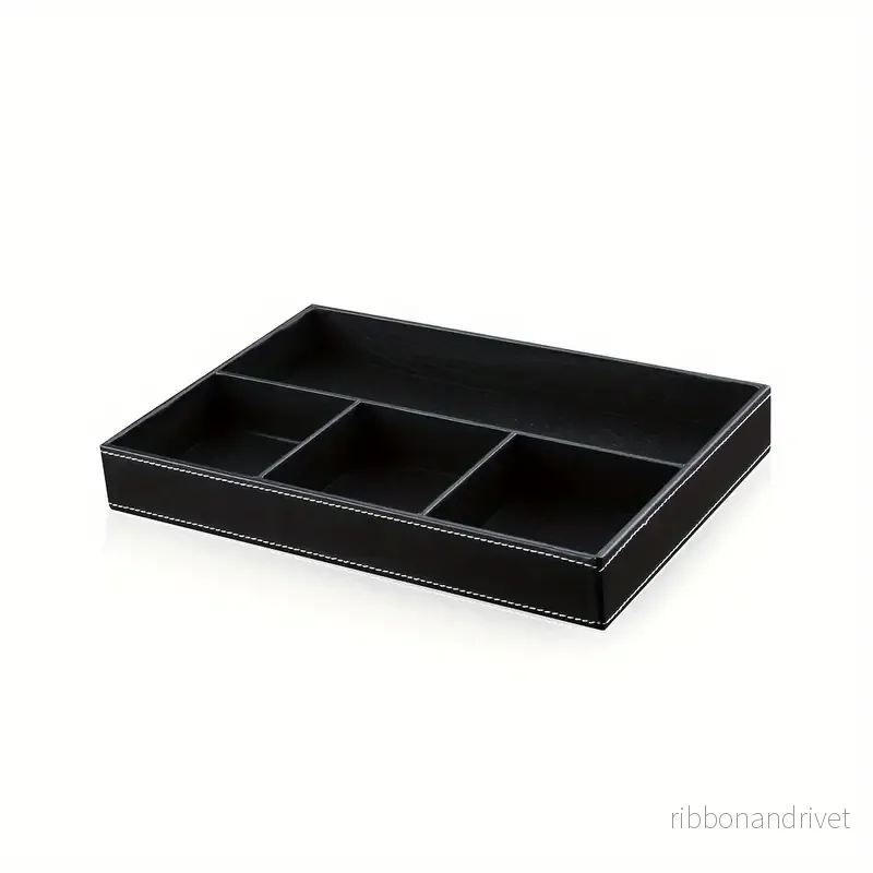 PU-läder bricka – 4 Fack, Stapelbar Förvaring för Accessoarer & Plånbok - Bild 2