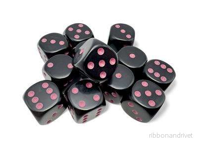 Opaque Black/Pink 16mm D6 Dice Block (12 Dice) - Bild 2