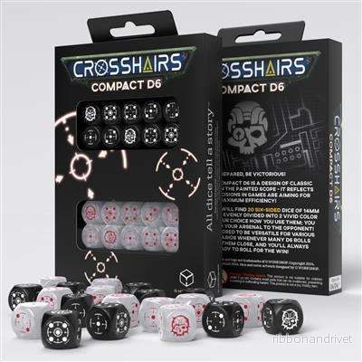 Crosshairs Compact D6: Black & Pearl - 20 Dice Set - Bild 2