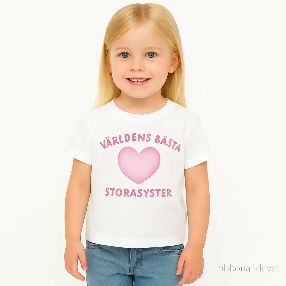Världens Bästa Storasyster T-shirt – Hjärta Världens Bästa Storasyster T-shirt – Hjärta