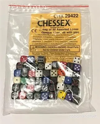 Chessex Opaque Bag med 50 Blandade Tärningar - 12mm d6 med Pips