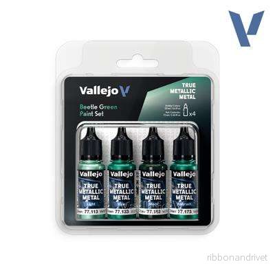 Vallejo True Metallic Metal Beetle Green Paint Set (4)