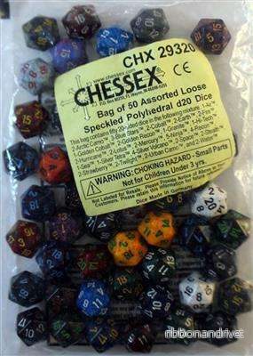 Chessex Speckled Påsar med 50 Asst. Tärningar - Lösa Specklade Polyhedral d20 Tärningar